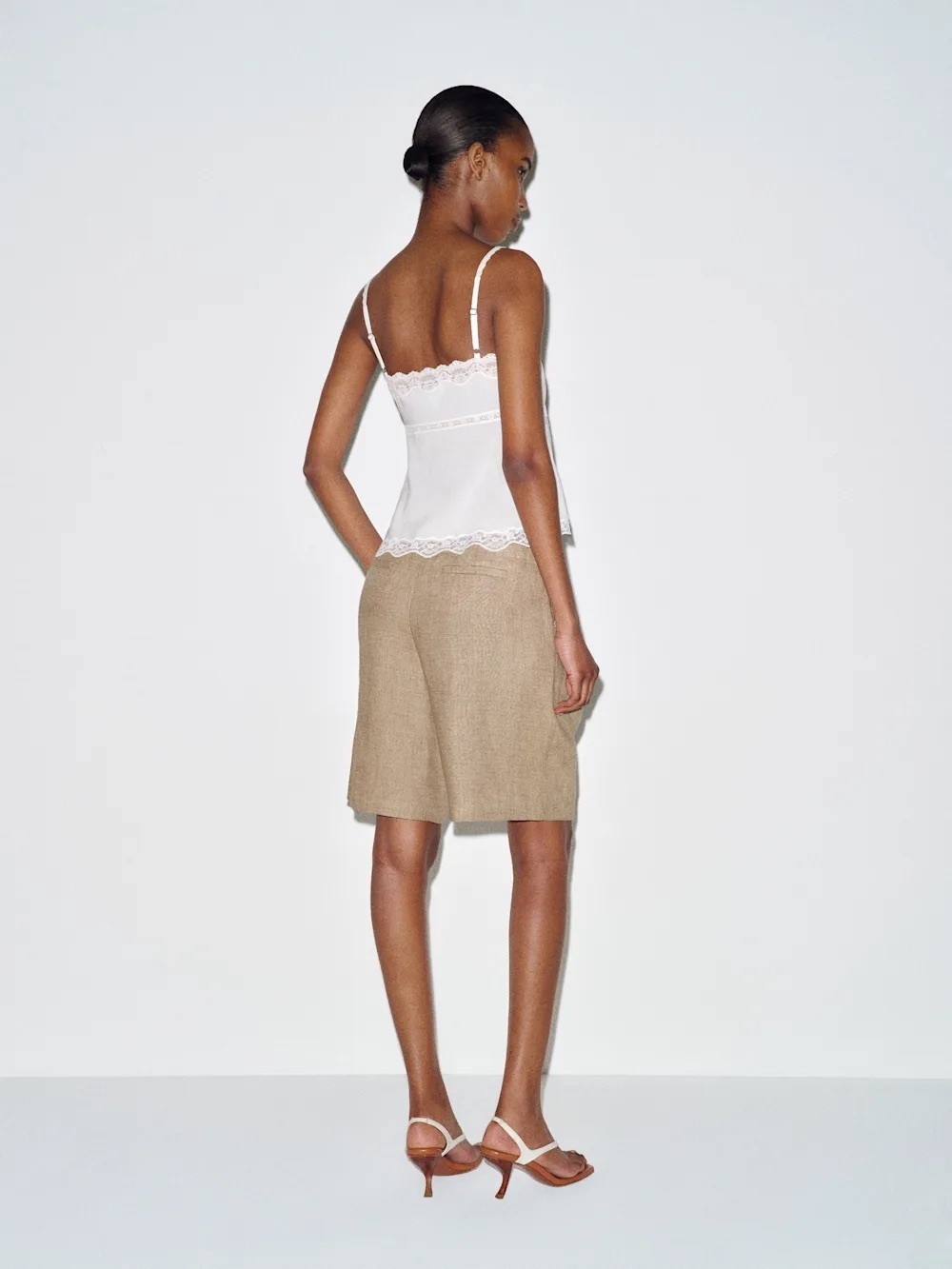 Reformation Apricot white lace babydoll tank top in cotton blend - Picture 3 of 7